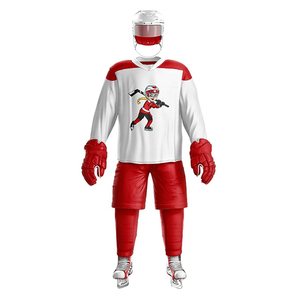 Custom Sublimated Ice Hockey Uniform Set 220GSM Polyester Breathable OEM Team Jerseys & Pants for Adult Men - Product Image 6