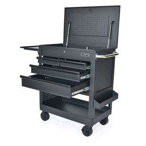 Chariot utilitaire à roulettes CSPS 84 cm avec 04 tiroirs, roulements à billes verrouillables, acier thermolaqué, capacité 320 kg, outil roulant OEM ISO9001 - Product Image 5