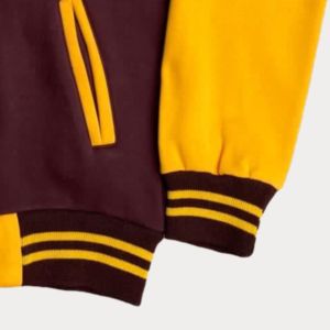 High Quality Iota Gold Varsity <b>Fleece</b> Jacket <b>Brown</b> Gold Greek Apparel Fraternity Letterman Style Premium Eco-Friendly - Product Image 5