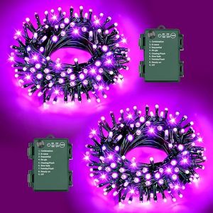 Luci Viola di Halloween, Catena Luminosa 100 LED a Batteria, 8 Modalità, Timer, 5m*2, Impermeabile per Interni/Esterni, 50 LED*2 - Product Image 1