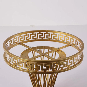 Ensemble de supports à gâteaux modernes en métal avec socle pour cupcakes et base haute pour la présentation et le service de desserts pour bébés, couleur or plaqué, support long - Product Image 3