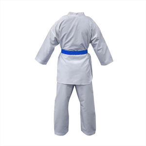 <b>White</b> Taekwondo Uniform Set with Black Trim and Blue <b>Belt</b> Martial Arts Dobok for Men <b>Women</b> - Product Image 3