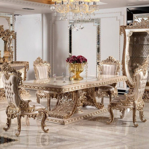 Ensemble de salle à manger de luxe en acajou de style royal victorien, meubles anciens écologiques, buffet sculpté haut de gamme pour hôtel - Product Image 1