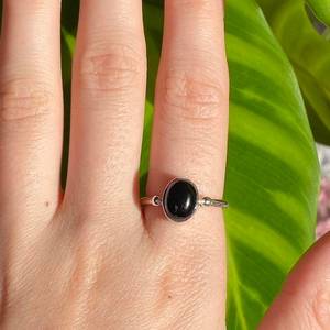 Natural Minimalistic <b>Black</b> Onyx <b>Ring</b> 925 Sterling Silver Handmade Marquise Gothic Whimsical Simple Jewelry Gift - Product Image 2
