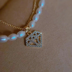 Collar de Perlas de Agua Dulce Micro Flawless de 9-10 mm, con Cierre de Plata S925, Cadena de Plata Pura, Diamante - Product Image 4