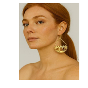 Pendientes Colgantes de Flor Dorada para Mujer, Estilo Bohemia, Joyería de Aleación de Zinc, Pendientes de Moda para Fiesta - Product Image 3