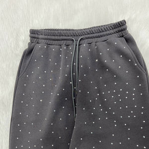 Custom Rhinestone Tracksuit Men <b>Oversized</b> Cropped Acid Wash Sweatsuits Unisex Sets Distressed Vintage <b>Sweatpants</b> and Hoodie Set - Product Image 5