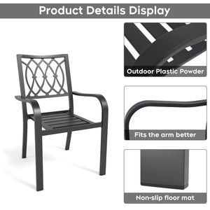 Sedia in metallo resistente con capacità di 250 libbre, sedia da giardino ergonomica e traspirante con montaggio in 30 minuti, telaio in metallo per tutte le stagioni - Product Image 3