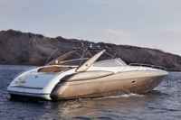 Modèle de bateau peint à la main en bois de cèdre de 30 pouces, sur mesure, Sunseeker Superhawk 48 (série Superhawk), fabrication britannique