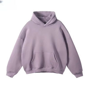 เสื้อฮู้ดผู้ชายสีเทาทรงโอเวอร์ไซส์ ผ้าฝ้ายเฟรนช์เทอร์รี่ สีพื้น ดีไซน์กระเป๋าเสื้อ สวมใส่สบายๆ สำหรับฤดูใบไม้ร่วง ทรงปกติ - Product Image 2