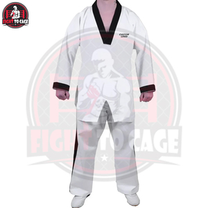Uniforme de Karate y Freestyle Blanco con Negro, Duradero, de la Más Alta Calidad, Uniforme de Kickboxing Freestyle Más Vendido - Product Image 2