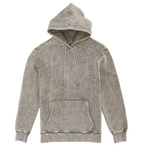 Sudadera con capucha térmica para hombre con cremallera, estampado de pedrería, efecto descolorido por el sol, 100% algodón, lavado ácido y logotipo bordado - Product Image 1
