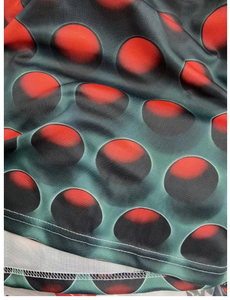 Polo à manches courtes pour homme, motif à pois rouge et vert sarcelle, coupe ajustée, décontracté, tricoté, respirant, en polyester, imprimé - Product Image 6