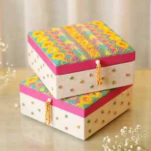 NOUSHAD HANDICRAFTS Estuche de Joyería de Terciopelo Bordado Floral de Lujo Moderno, Caja Organizadora Portátil con Múltiples Compartimentos para el Hogar - Product Image 6