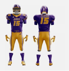 Machine Sewn V-Neck American Football Jerseys Shirts & <b>Knee</b> Length Shorts Sets High Quality 2 Piece Sports Suits - Product Image 4