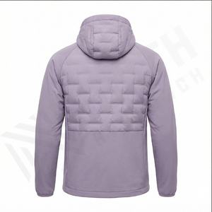 Veste matelassée d'hiver à la mode pour hommes avec capuche manteau à manches longues de couleur unie vente en gros de plumes de canard position du logo avant - Product Image 3