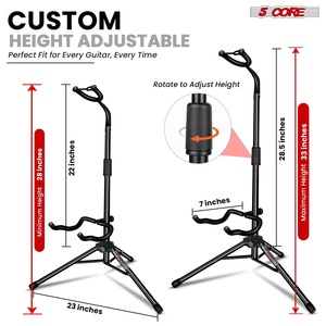 5 Core Guitar Stand Floor Adjustable Heavy Duty w Neck Holder for Acoustic Electric Classic Bass - Product Image 2