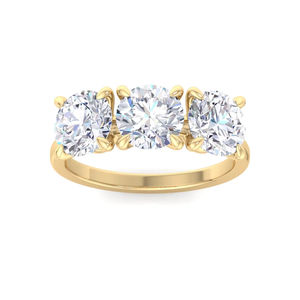 Round Cut Lab Diamond Three Stone <b>Ring</b> White Gold Classic Trilogy Engagement <b>Ring</b> - Product Image 1