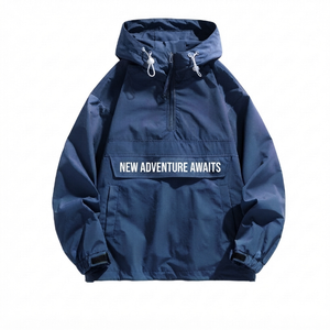 Manufacturer Custom Spandex/Nylon Hooded Breathable Windbreaker <b>Jacket</b> Waterproof Outdoor Casual Sportswear Zip-Up <b>Men</b> - Product Image 4
