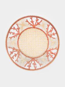 Mantel individual de lujo tejido a mano de palma Iraca, color naranja coral, estilo náutico, sostenible, para mesa de playa o resort, o como plato base para cena. - Product Image 2