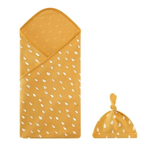Cotton Baby <b>Swaddle</b> <b>Blanket</b> With Hat Geometric Print Soft Wearable Set <b>Newborn</b> Gift - Product Image 4