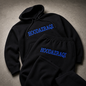 Ensemble survêtement homme premium en coton, pull à capuche oversize et pantalon de jogging, style streetwear hiver, avec logo brodé sur la poitrine - Product Image 2