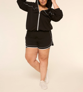 Conjuntos Deportivos de Poliéster y Algodón de Secado Rápido, Venta Especial, OEM, Conjuntos Deportivos para Mujer con Logotipo Personalizado, Conjunto de 2 Piezas, Sudadera con Capucha y Pantalones Cortos - Product Image 6