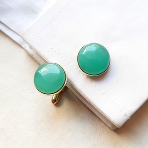 Ensemble de boutons de manchette et pince à cravate en argent sterling 925 sertis de pierres précieuses d'chalcedoine aqua, faits à la main par un designer, pour un usage unisexe de luxe - Product Image 4
