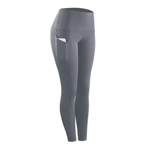 Leggings taille haute pour femmes, longueur intégrale, couleur unie, sans couture, extensibles, respirants, vêtements de sport et de yoga avec poche invisible - Product Image 1