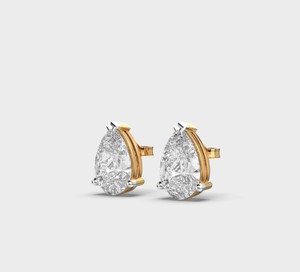Pendientes de Diamantes Cultivados en Laboratorio con Corte de Pera, Certificados por IGI, Oro Rosa/Amarillo/Blanco de 9K, Pendientes Solitarios con Diamantes en Forma de Pera - Product Image 2