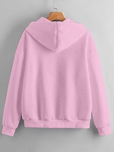 Sudadera con capucha de marca privada, rosa, con cremallera, unisex, oversize, de color liso, informal, de forro polar, manga regular, para otoño - Product Image 2