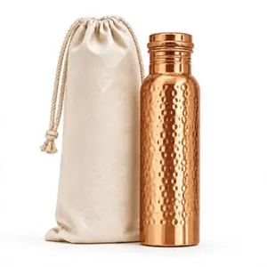 Handcrafted Camouflage Pattern Pure Copper Water <b>Bottle</b> Sleek Polished Finish Abstract Textured Copper <b>Flask</b> For Wellness - Product Image 3