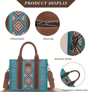 4 pezzi borsa leggera da lavoro retrò con borsa Boho Chic verde per donna - Product Image 2