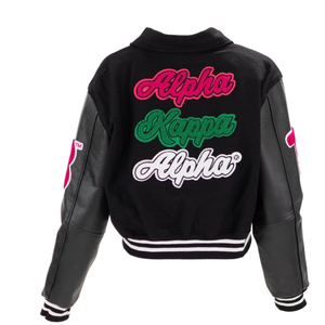 Black Excellence Cropped <b>Varsity</b> <b>Jacket</b> <b>Women</b> Black Embroidered Letterman Bomber Coat Casual Streetwear College Fashion Outer - Product Image 2