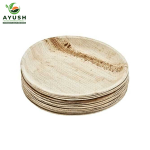 9-12 Inch Round Areca Leaf Lunch <b>Plates</b> Biodegradable for <b>Large</b> Volume Buffet Parties - Product Image 2