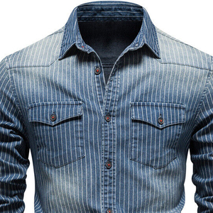 Nouvelle conception, chemise en jean décontractée à manches longues pour hommes grandes tailles / Chemise en jean surdimensionnée la plus vendue, dernière arrivée - Product Image 6