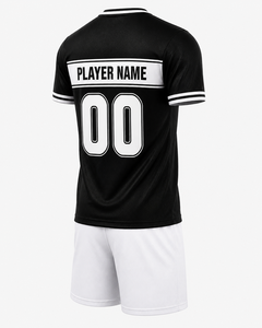Conjunto de Uniforme de Fútbol Minimalista Personalizado, Negro y Blanco, Transpirable, de Secado Rápido, Camiseta y Pantalones Cortos de Fútbol, Equipación de Equipo, OEM ODM, para Hombre y Jóvenes - Product Image 3