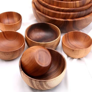 Handcrafted Eco Friendly Modern <b>Rustic</b> Wooden Natural <b>Wood</b> Serving Salad Soup Bowls Set Stackable Food Safe Kitchen Dining - Product Image 1