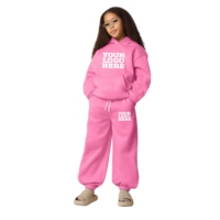 Survêtement personnalisable 100 % coton pour enfants, avec sweat à capuche oversize à rayures latérales et pantalon de survêtement évasé en maille, tenue décontractée 2026