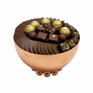 Bol à chocolat en cuivre rose doré au design attrayant, plat à dessert haut de gamme pour événements, traiteur et cadeaux - Product Image 2