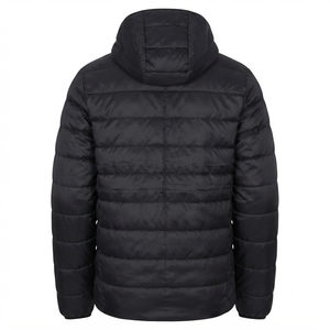 Men's Hooded Puffer <b>Jacket</b> Winter Windproof Solid Color Zipper Closure Casual Outerwear 100% Polyester Filled with Polyester - Product Image 2