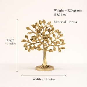 SHUBHAM - Figura Decorativa del Árbol de la Vida en Latón Chapado en Oro, Hecha a Mano, Decoración Religiosa para el Hogar, Vastu Fengshui, Centro de Mesa, Regalo - Product Image 4