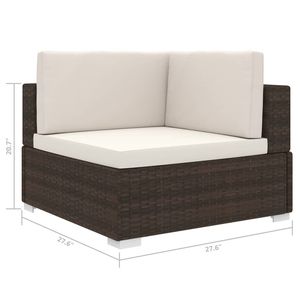 Divano Angolare in Polyrattan Marrone con Cuscini per Esterni - Product Image 5