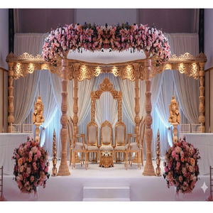 Mandap de Boda de Lujo Hecho a Medida con Pilares de Madera Artesanales, Mandap de Madera para Bodas Indias, Mandap de Madera Tallada de Lujo - Product Image 1