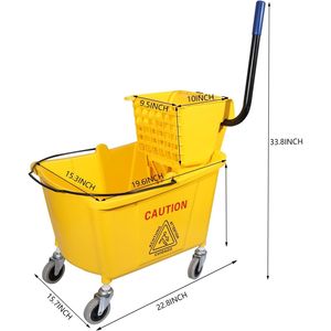 Secchio per Mop Commerciale Midoneat da 35 Quarti Giallo con Strizzatore Laterale su Ruote, Include Un Mop Commerciale per Pulizie - Product Image 3