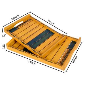 Plateaux de service en bois de manguier jaunes et verts de qualité standard, efficaces et adaptés à la cuisine et à la salle à manger, disponibles à la vente - Product Image 2