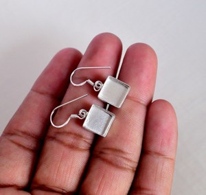 Newly Handmade Bezel Cup Square Shape Collet 2026 Hot Selling Solid 925 Sterling Silver 19 MM <b>Hook</b> <b>Earrings</b> Finding Fine Jewelry - Product Image 1