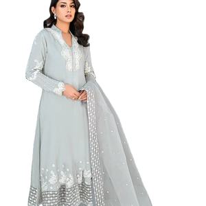 El último diseñador Faux Georgette Bordado Secuencia Trabajo Kurti Set por Fab Zone Indian & Pakistani Clothing - Product Image 1