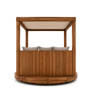 Lit de repos rond de luxe pour l'extérieur avec auvent, lit de jardin en bois massif pour hôtel, complexe hôtelier, villa, patio, mobilier d'hôtellerie - Product Image 6