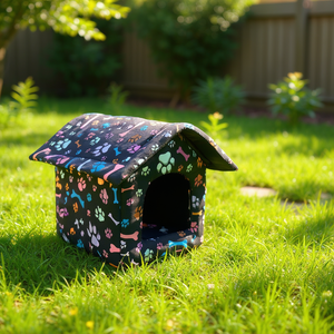 Cuccia per Animali Yommy M 46x49x41cm Design Colorato con Impronte di Zampe per Cani e Gatti - Product Image 3